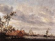 Salomon van Ruysdael River Scene with Farmstead USA oil painting artist